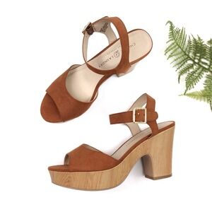 Chinese Laundry Women's Theresa Orange Strappy Platforms Sandals Size 9.5 NWOB